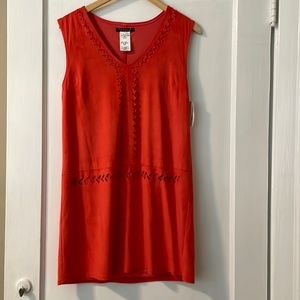 Faux suede sleeveless dress. Size large. NWT. 23 inch from under arm.